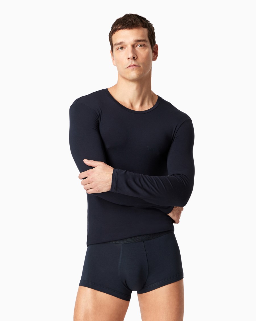 The world of armani MAGLIA IN MODAL CON FIRMA TONO SU TONO Super sconto