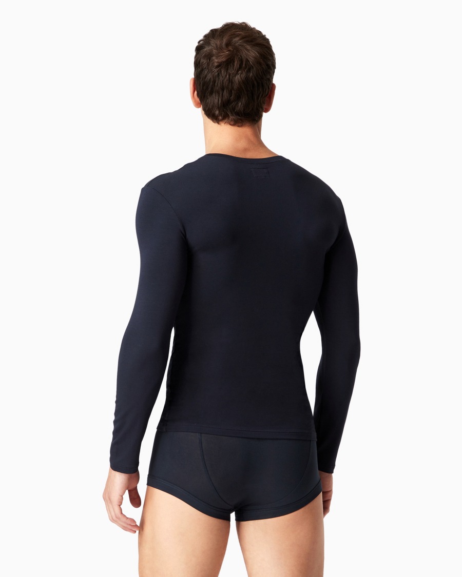 The world of armani MAGLIA IN MODAL CON FIRMA TONO SU TONO Super sconto