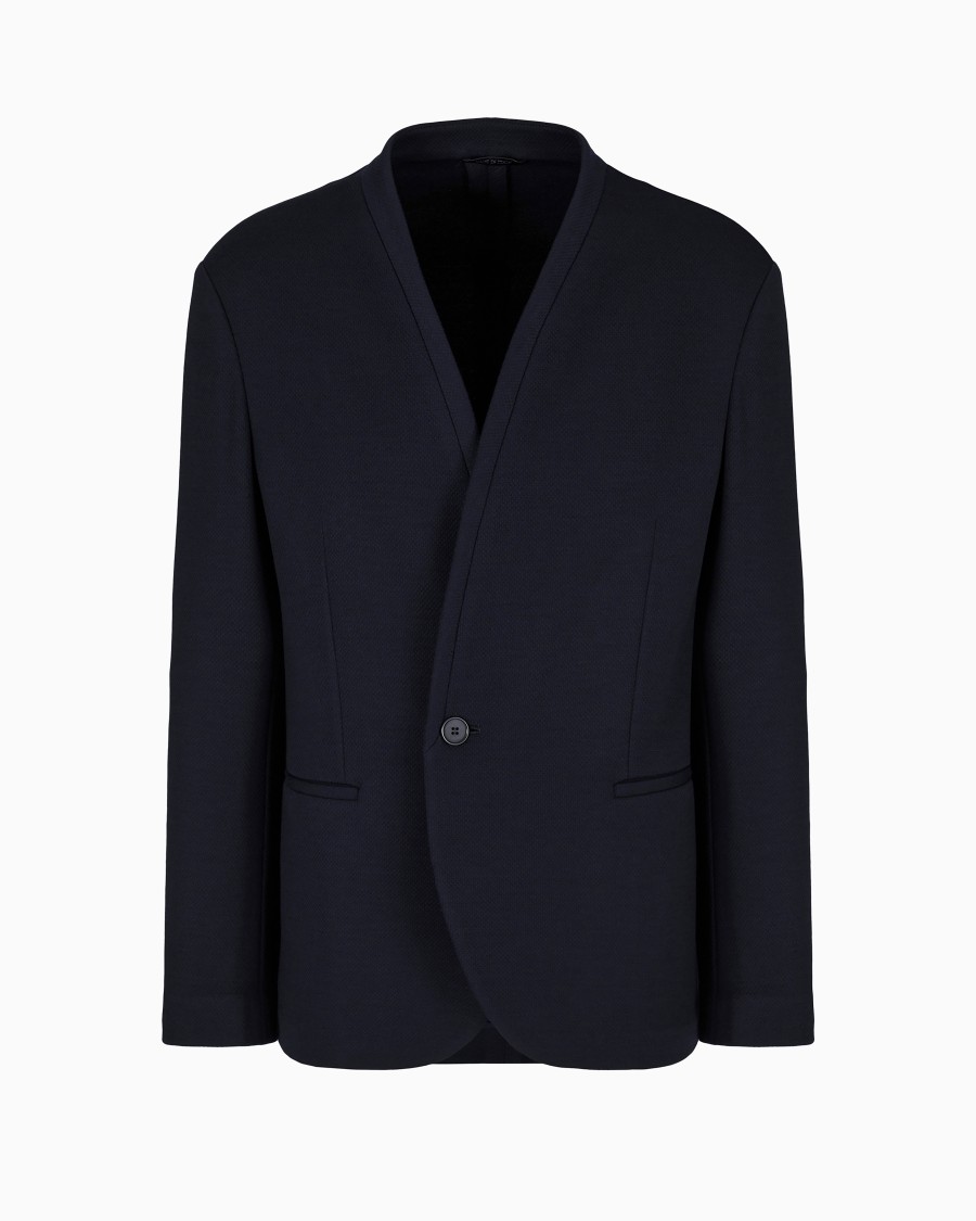 The world of armani GIACCA MONOPETTO IN JERSEY DI LYOCELL E LANA ASV