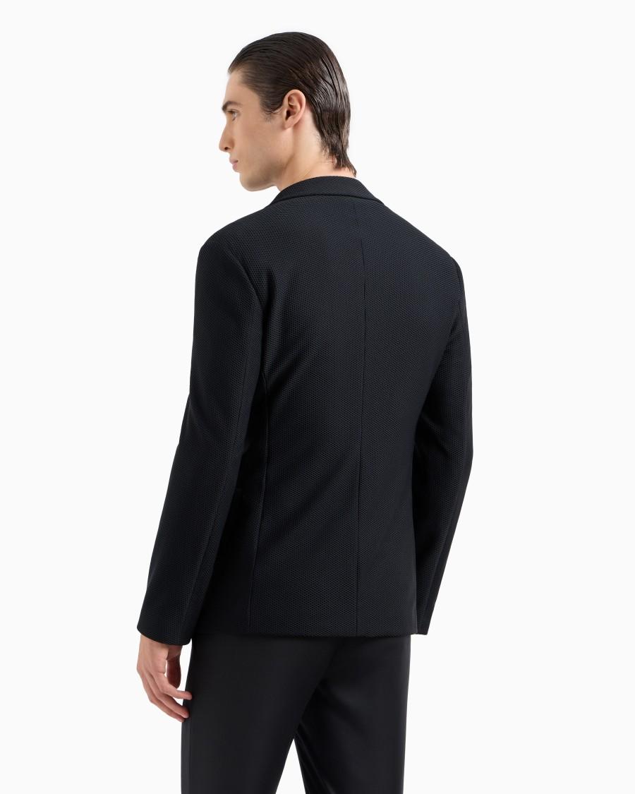 The world of armani GIACCA MONOPETTO IN GAUFRÉ TECNICO Black Friday Prezzi