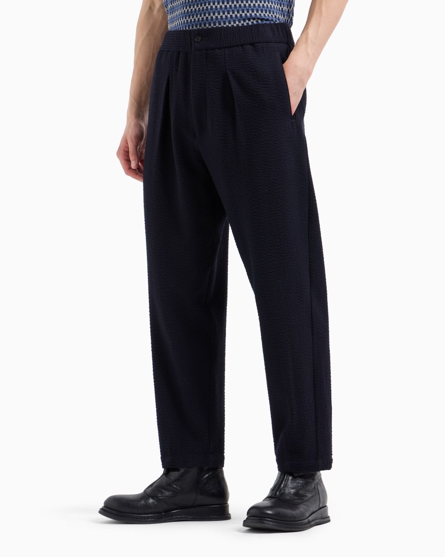 The world of armani PANTALONI A UNA PINCE IN LANA VERGINE E CASHMERE SEERSUCKER Duty-free