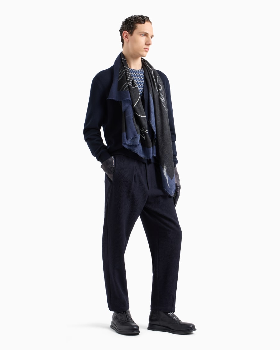 The world of armani PANTALONI A UNA PINCE IN LANA VERGINE E CASHMERE SEERSUCKER Duty-free