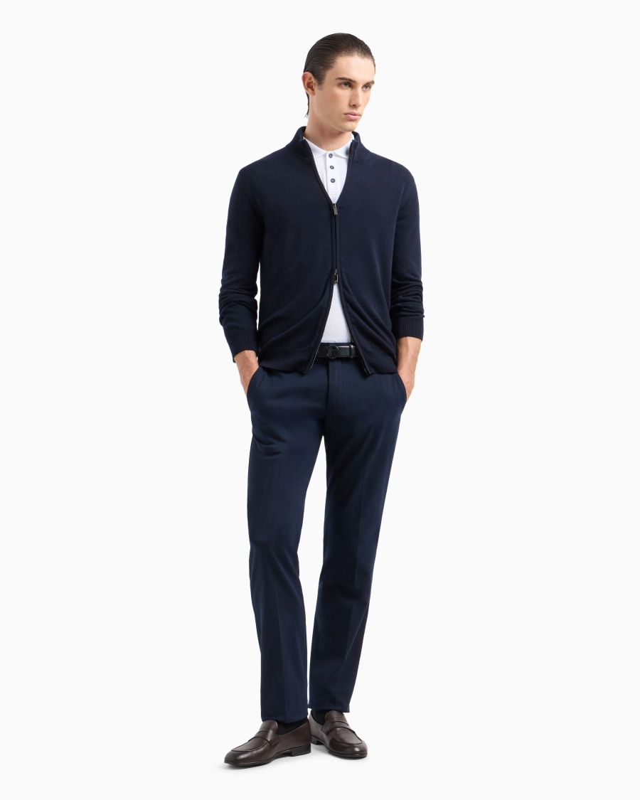 The world of armani PANTALONI IN COTONE E CASHMERE STRETCH Nuovo