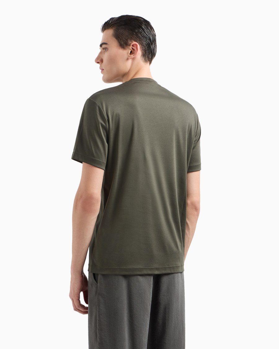 The world of armani T-SHIRT IN INTERLOCK DI COTONE CON LOGO RICAMATO Qualità Garantita