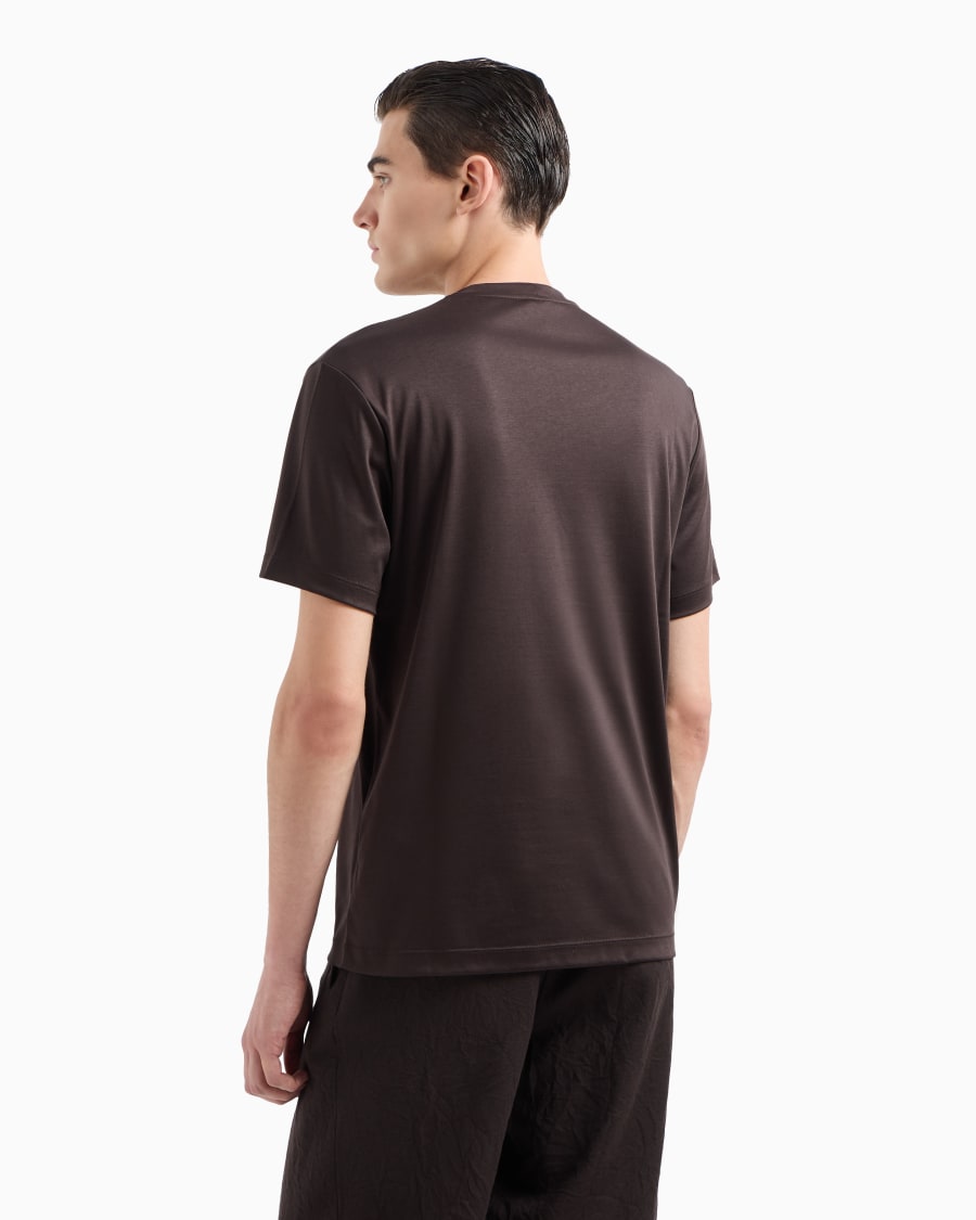 The world of armani T-SHIRT IN INTERLOCK DI COTONE CON LOGO RICAMATO Negozi Online