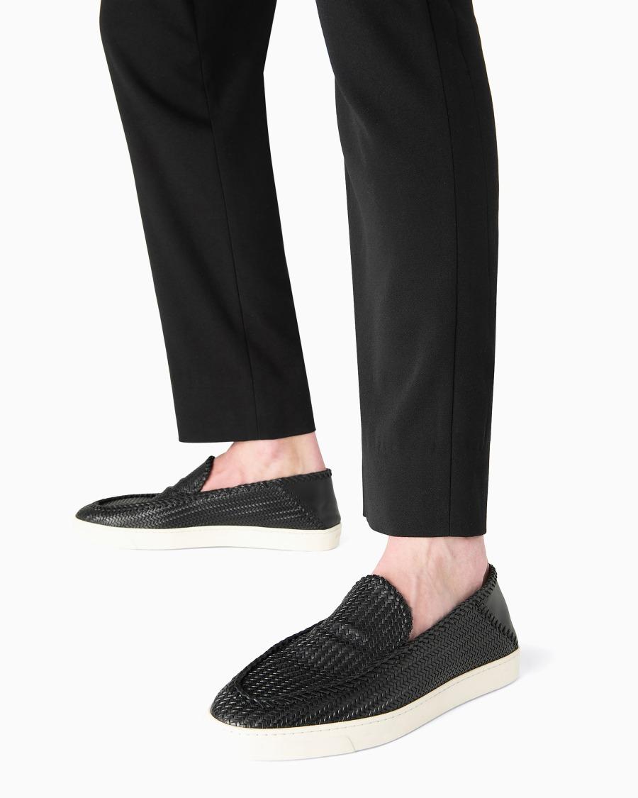 The world of armani GALLERIA 3 SLIP-ON IN PELLE MOTIVO INTRECCIO Presa