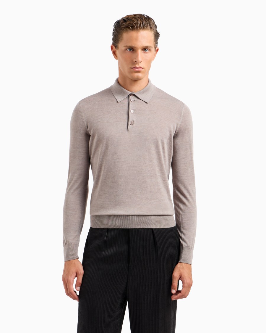 The world of armani POLO A MANICHE LUNGHE IN LANA VERGINE Online