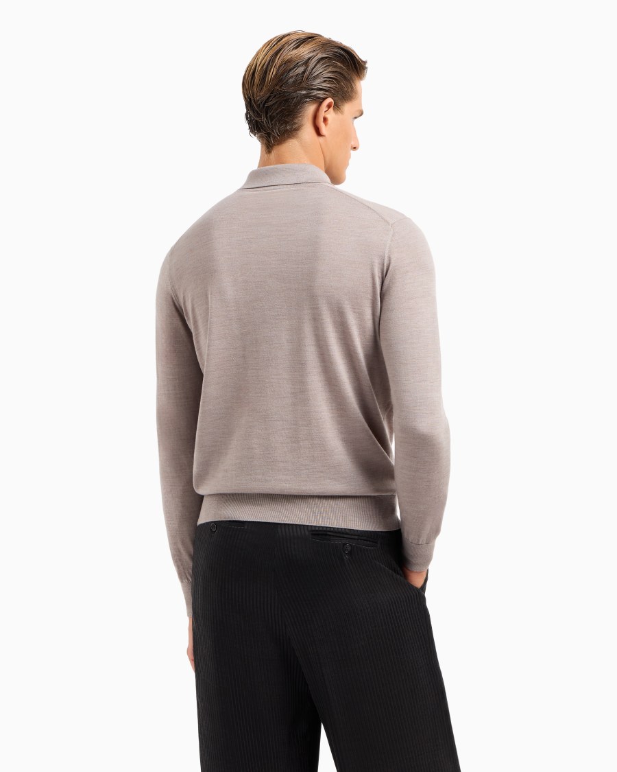 The world of armani POLO A MANICHE LUNGHE IN LANA VERGINE Online