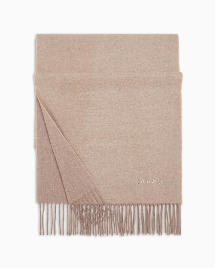 The world of armani SCIARPA IN CASHMERE CON LOGO RICAMATO