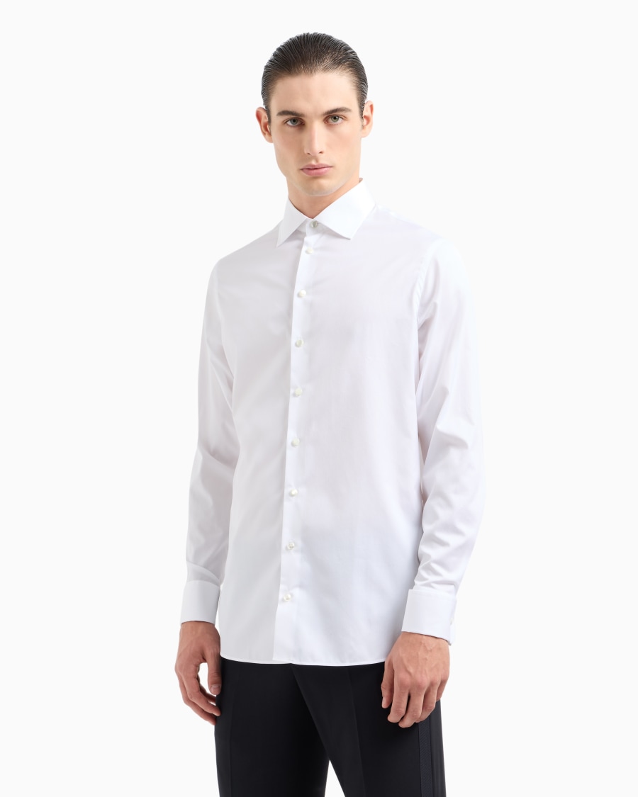 The world of armani CAMICIA REGULAR FIT IN COTONE EFFETTO SHINY Vendita Economica