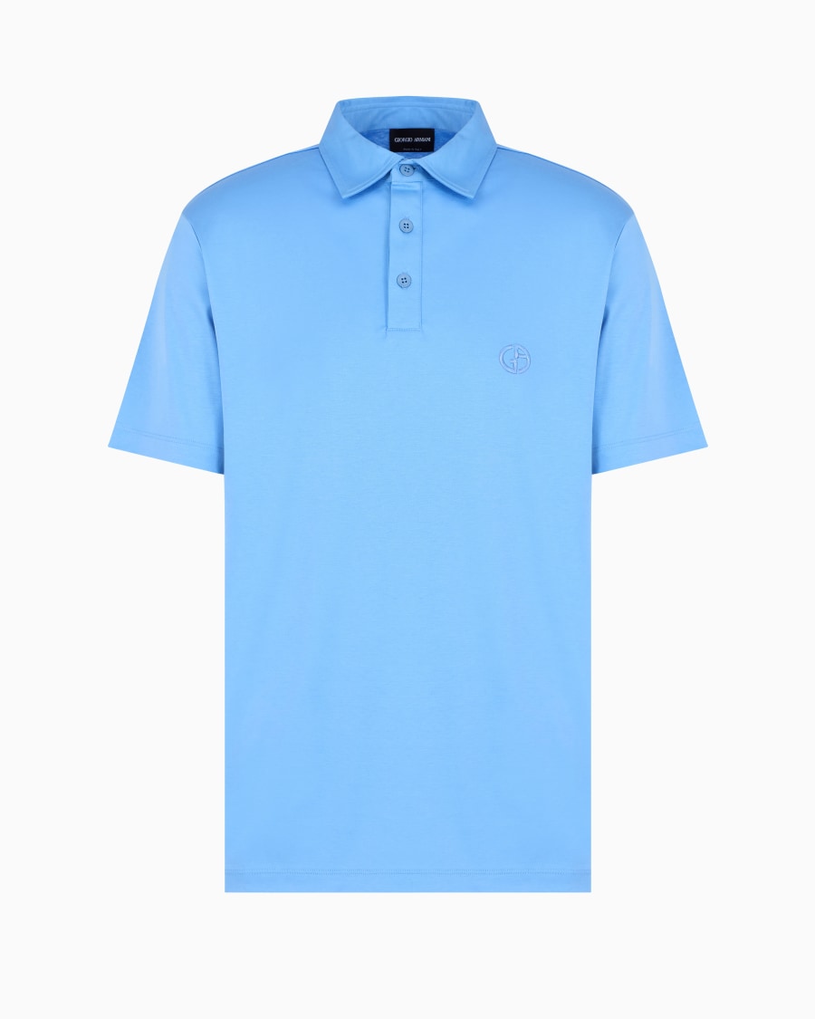 The world of armani POLO IN INTERLOCK DI PURO COTONE CON LOGO RICAMATO