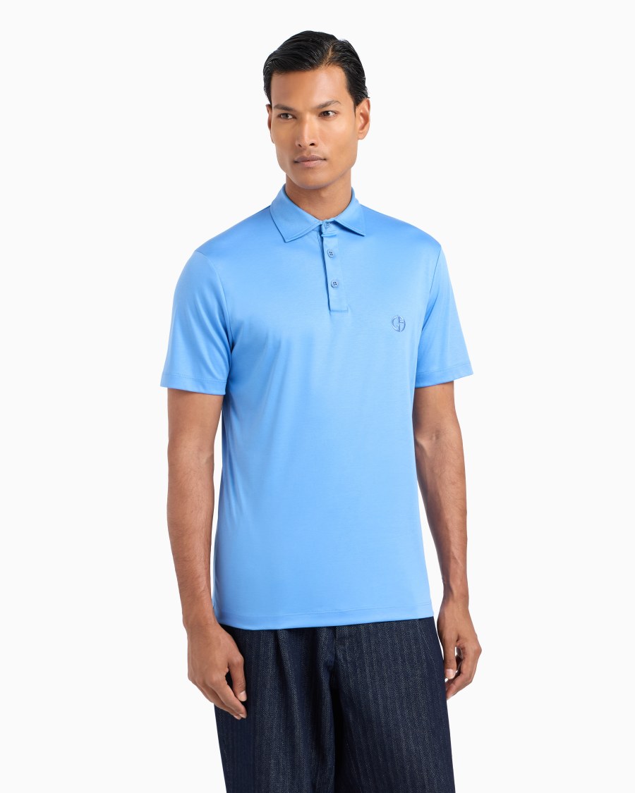 The world of armani POLO IN INTERLOCK DI PURO COTONE CON LOGO RICAMATO Vendite Flash