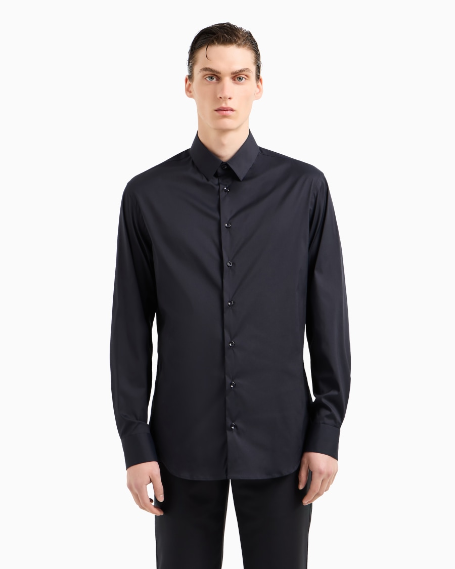 The world of armani CAMICIA IN TESSUTO STRETCH CON COLLO CLASSICO CON STECCHE In Saldo