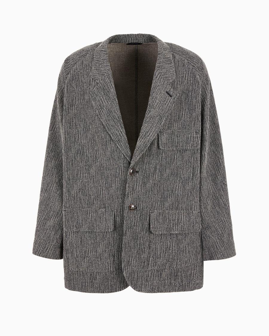 The world of armani GIACCA CAMICIA MONOPETTO IN MISTO VISCOSA E LANA JACQUARD