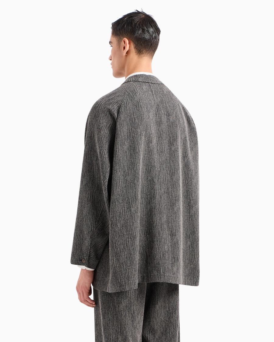 The world of armani GIACCA CAMICIA MONOPETTO IN MISTO VISCOSA E LANA JACQUARD Comprare a buon mercato