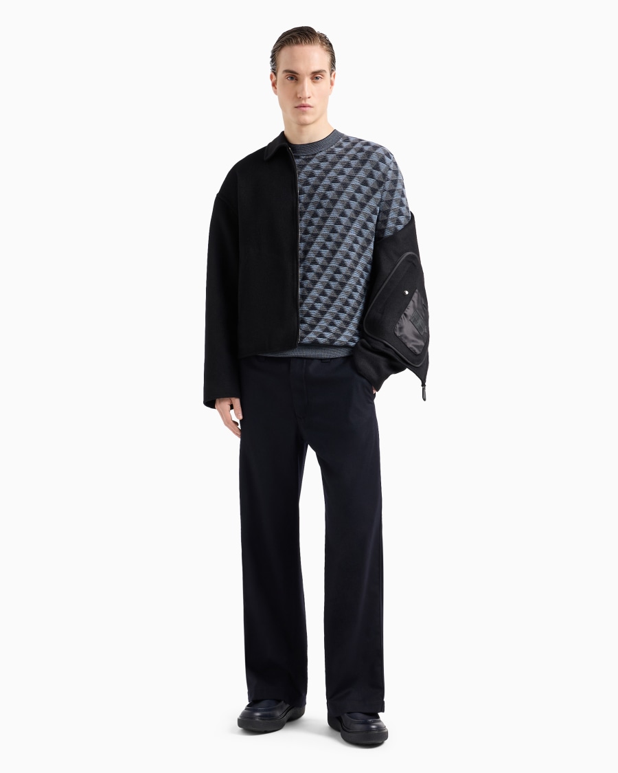 The world of armani MAGLIA GIROCOLLO IN LANA VERGINE JACQUARD Shopping online