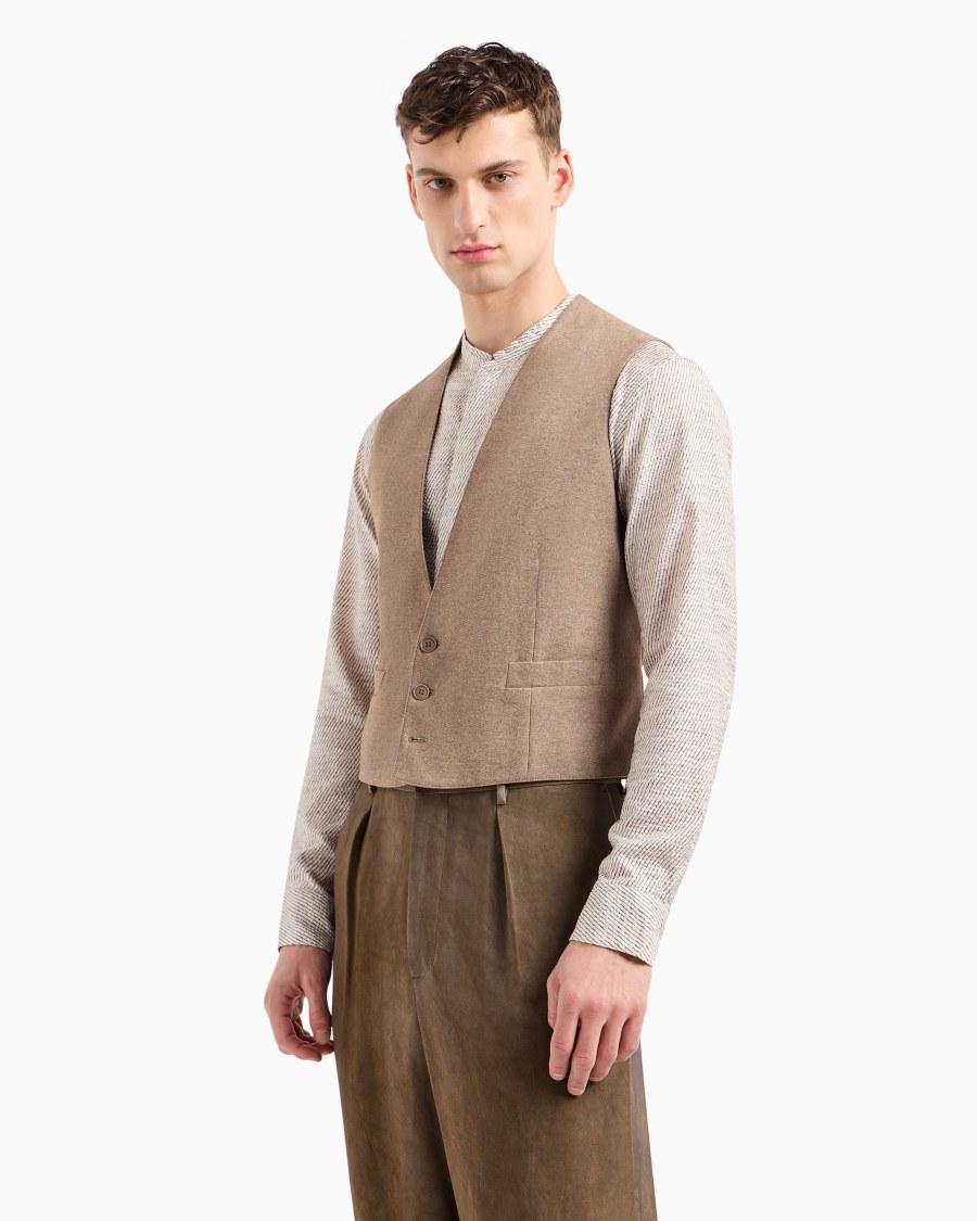 The world of armani GILET MONOPETTO IN LANA E VISCOSA CANNETÉ Offerta natalizia