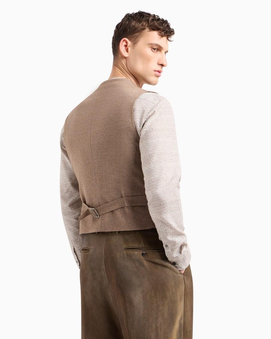 The world of armani GILET MONOPETTO IN LANA E VISCOSA CANNETÉ Offerta natalizia