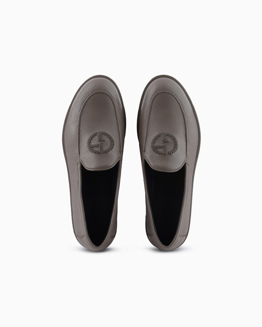 The world of armani MOCASSINI IN CERVO CON LOGO RICAMATO Offerta Pasqua