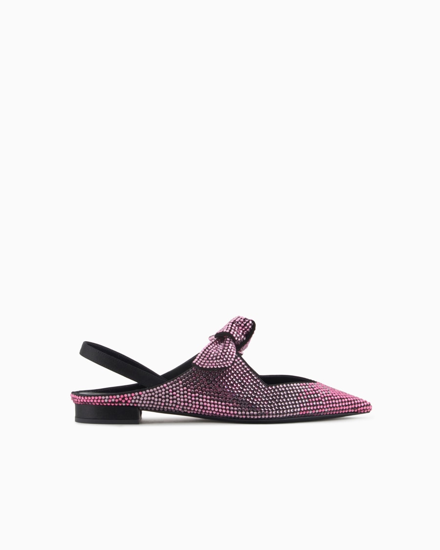 The world of armani BALLERINE SLINGBACK IN RASO E CRISTALLI DEGRADÉ