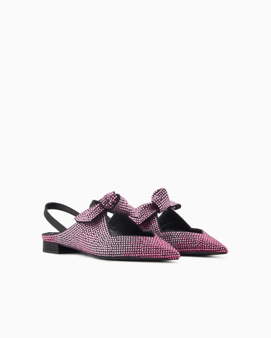 The world of armani BALLERINE SLINGBACK IN RASO E CRISTALLI DEGRADÉ Grandi sconti