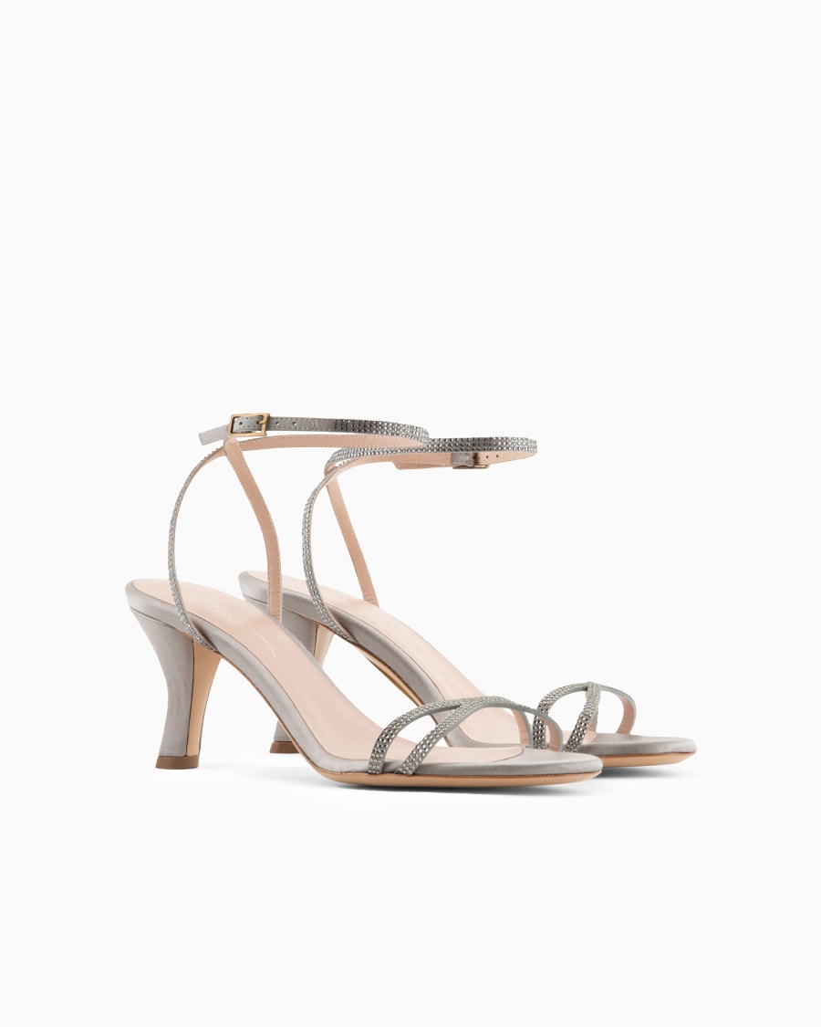 The world of armani SANDALI CON TACCO IN RASO E STRASS Liquidazione