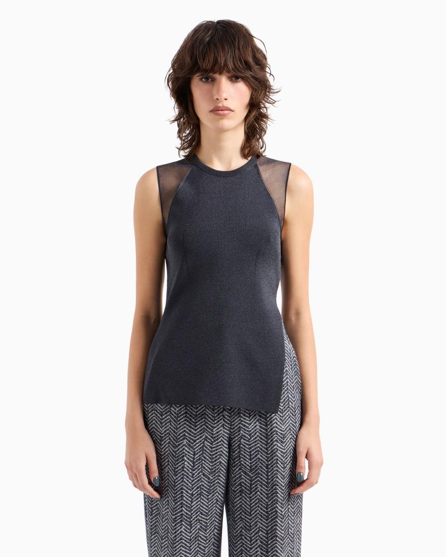 The world of armani TOP IN MAGLIA DI MISTO VISCOSA STRETCH Ritorno libero