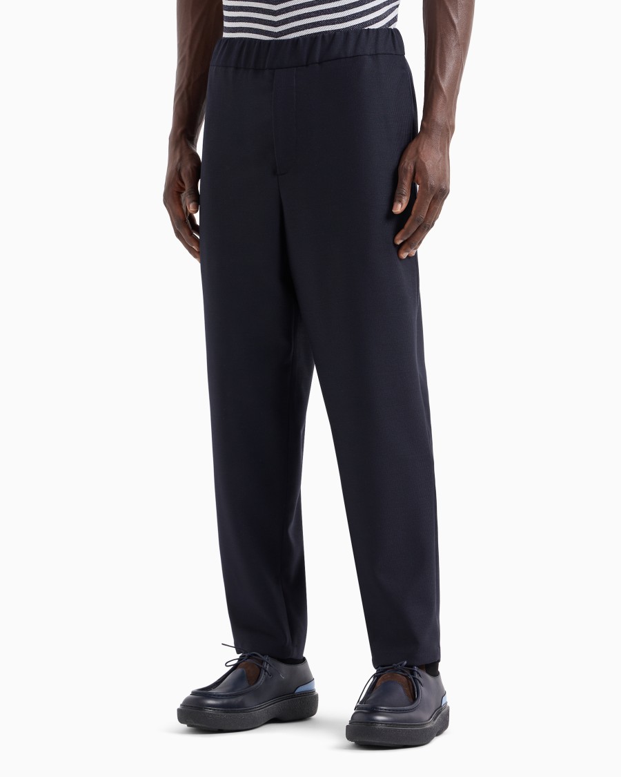 The world of armani PANTALONI FLAT FRONT IN GAUFRÉ TECNICO Only for today