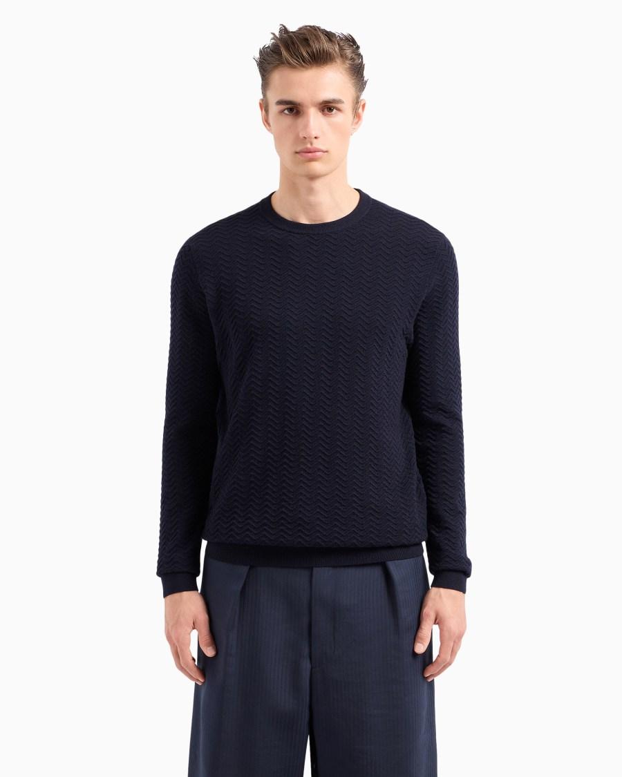 The world of armani MAGLIA GIROCOLLO IN LANA OTTOMAN CHEVRON Offerta speciale della fabbrica