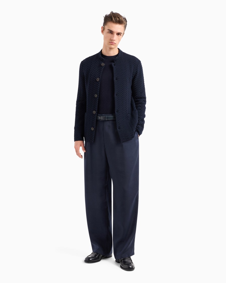 The world of armani MAGLIA GIROCOLLO IN LANA OTTOMAN CHEVRON Offerta speciale della fabbrica