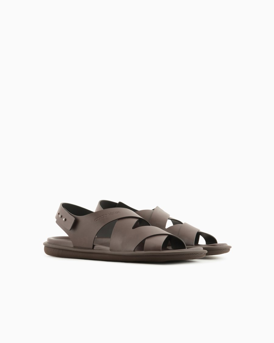The world of armani SANDALI INTRECCIATI IN PELLE Sostegno trimestrale