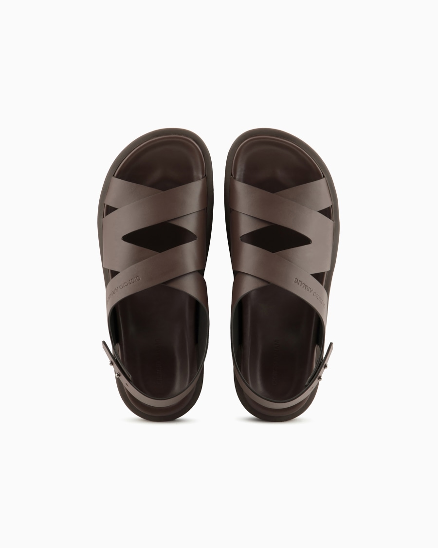 The world of armani SANDALI INTRECCIATI IN PELLE Sostegno trimestrale