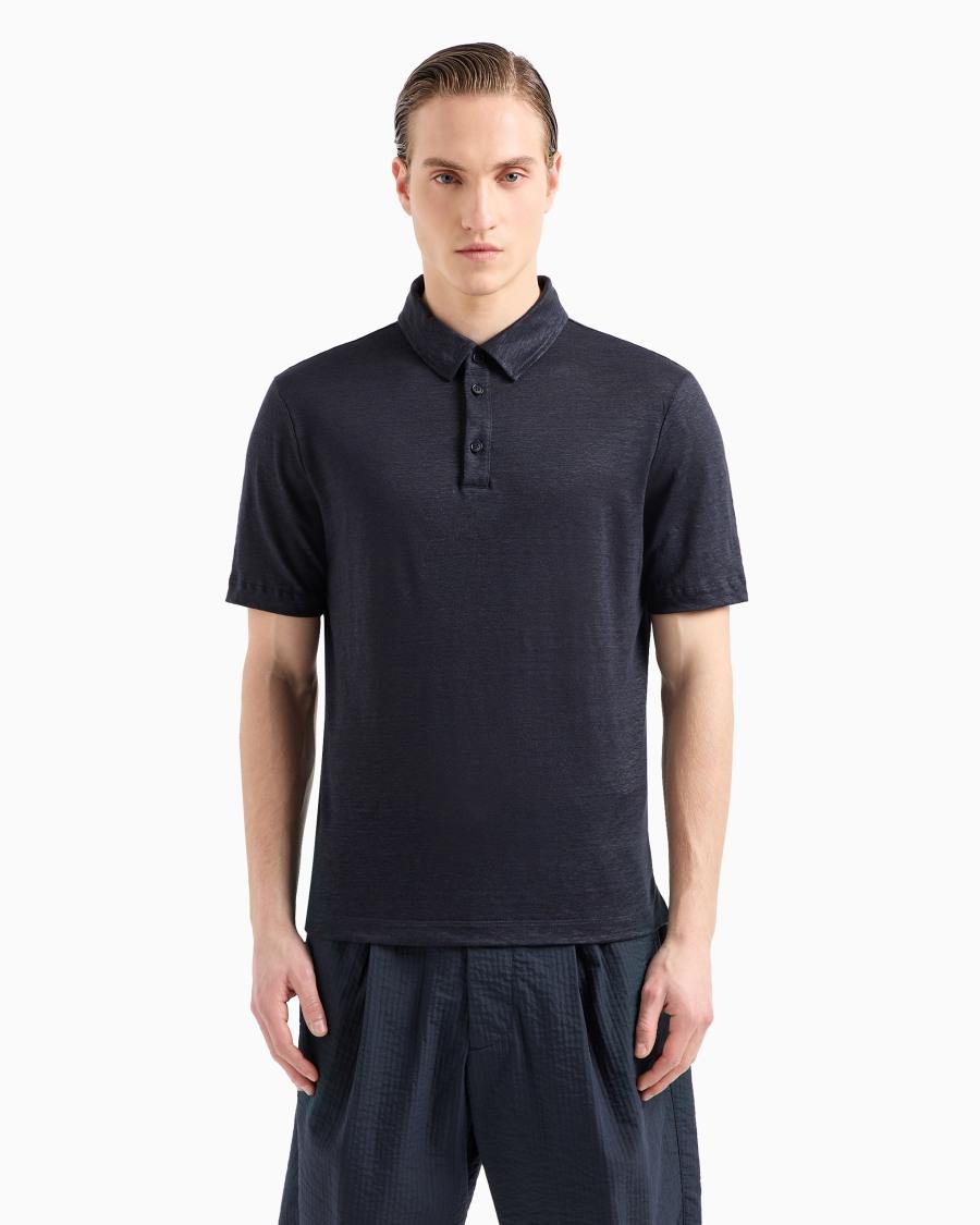 The world of armani POLO A MANICHE CORTE IN JERSEY DI PURO LINO Discount Store per i nuovi prodotti