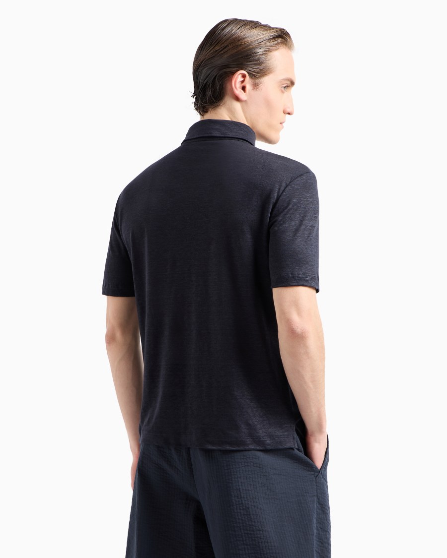 The world of armani POLO A MANICHE CORTE IN JERSEY DI PURO LINO Discount Store per i nuovi prodotti