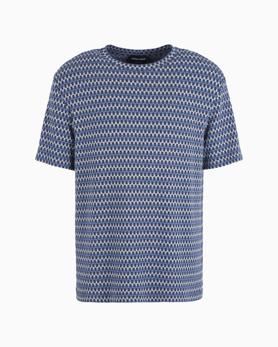 The world of armani T-SHIRT GIROCOLLO IN JERSEY JACQUARD DI VISCOSA STRETCH