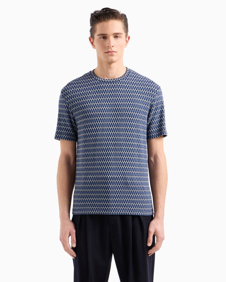 The world of armani T-SHIRT GIROCOLLO IN JERSEY JACQUARD DI VISCOSA STRETCH 50% di sconto con spedizione gratuita