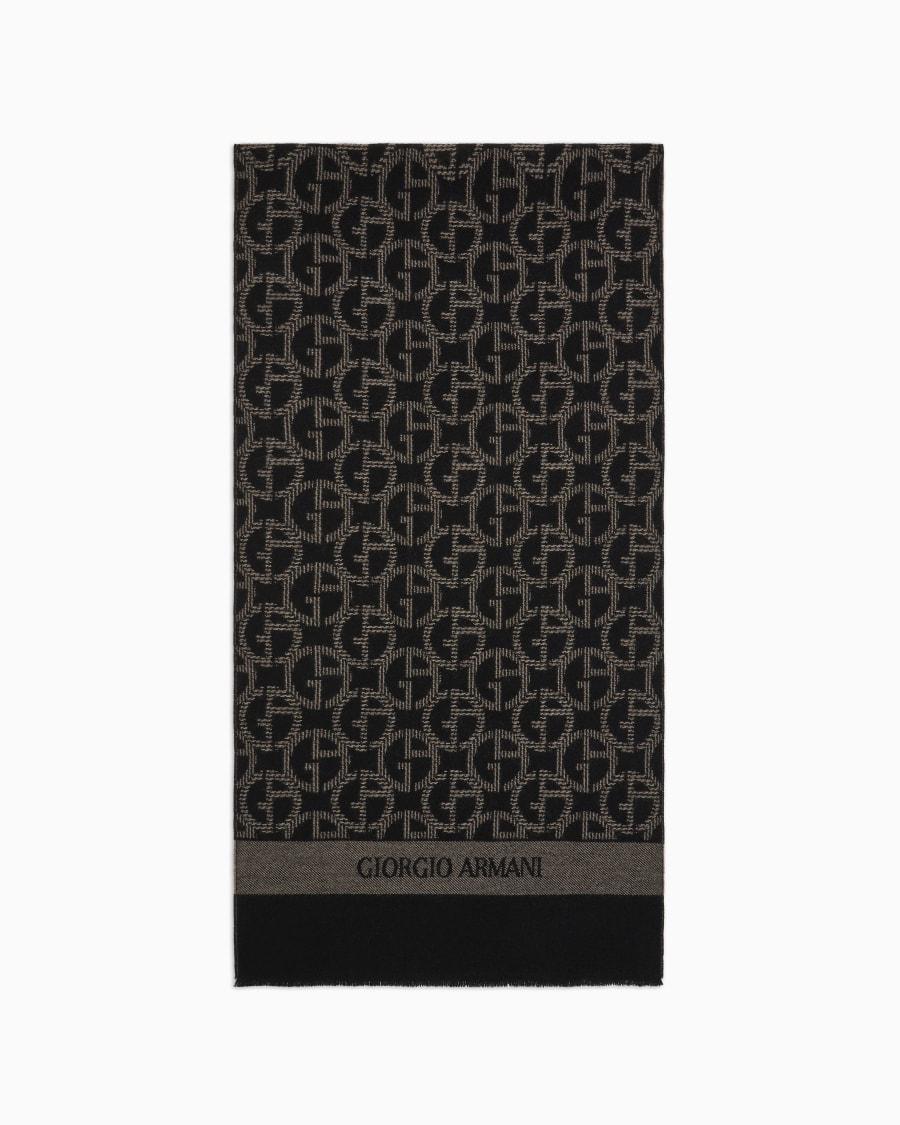 The world of armani SCIARPA IN LANA JACQUARD MONOGRAM