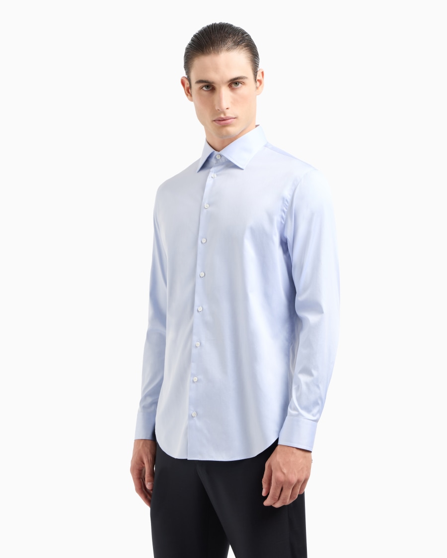 The world of armani CAMICIA CLASSICA IN TWILL DI COTONE In vendita