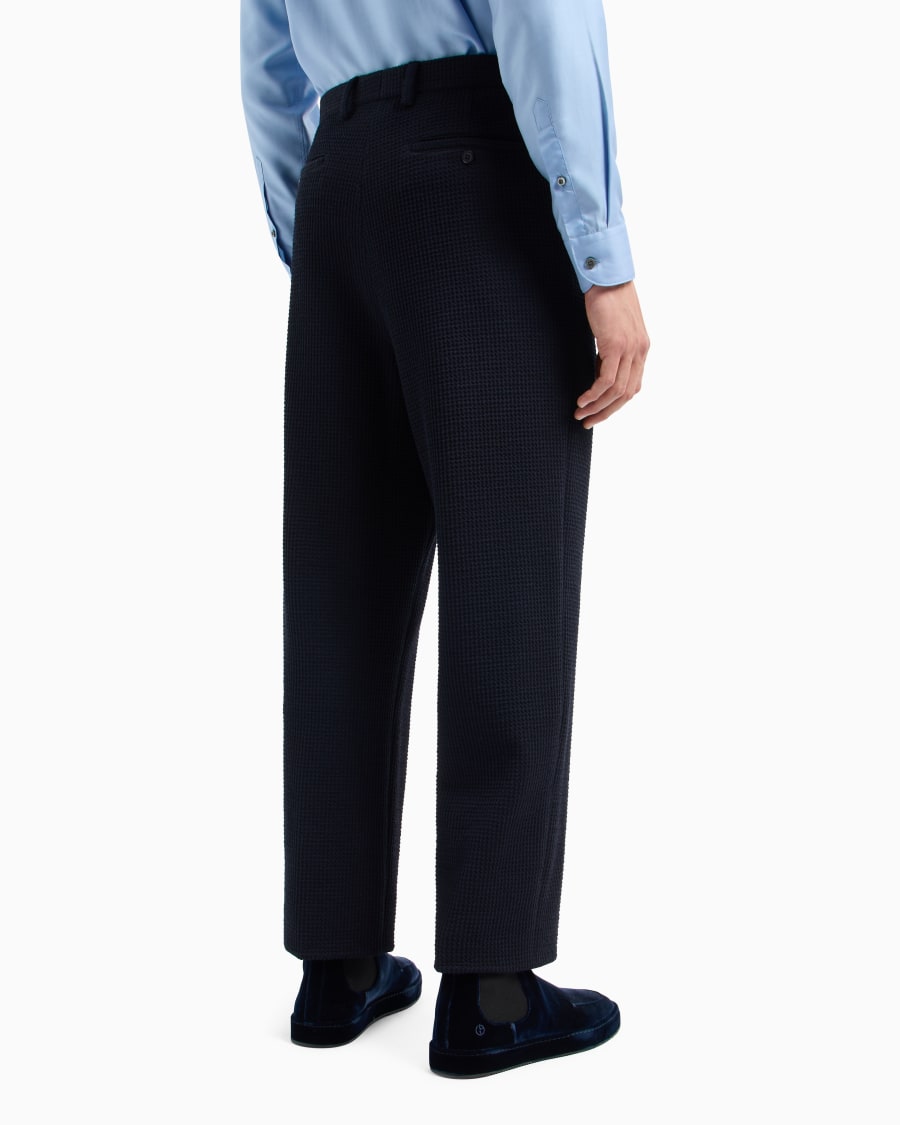 The world of armani PANTALONI FLAT FRONT IN JERSEY DI MISTO LANA Shopping Online