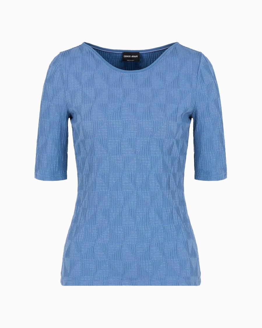 The world of armani T-SHIRT GIROCOLLO IN JERSEY DI VISCOSA JACQUARD Sottocosto