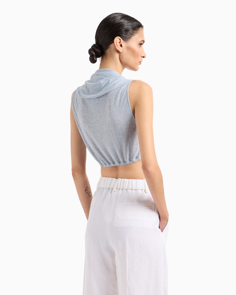 The world of armani TOP IN JERSEY DI LINO E VISCOSA MILLERIGHE Convenienza