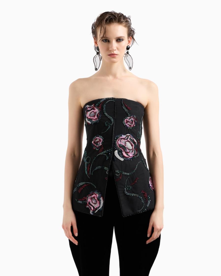 The world of armani TOP BUSTIER CON RICAMO FLOREALE ALL-OVER Negozio