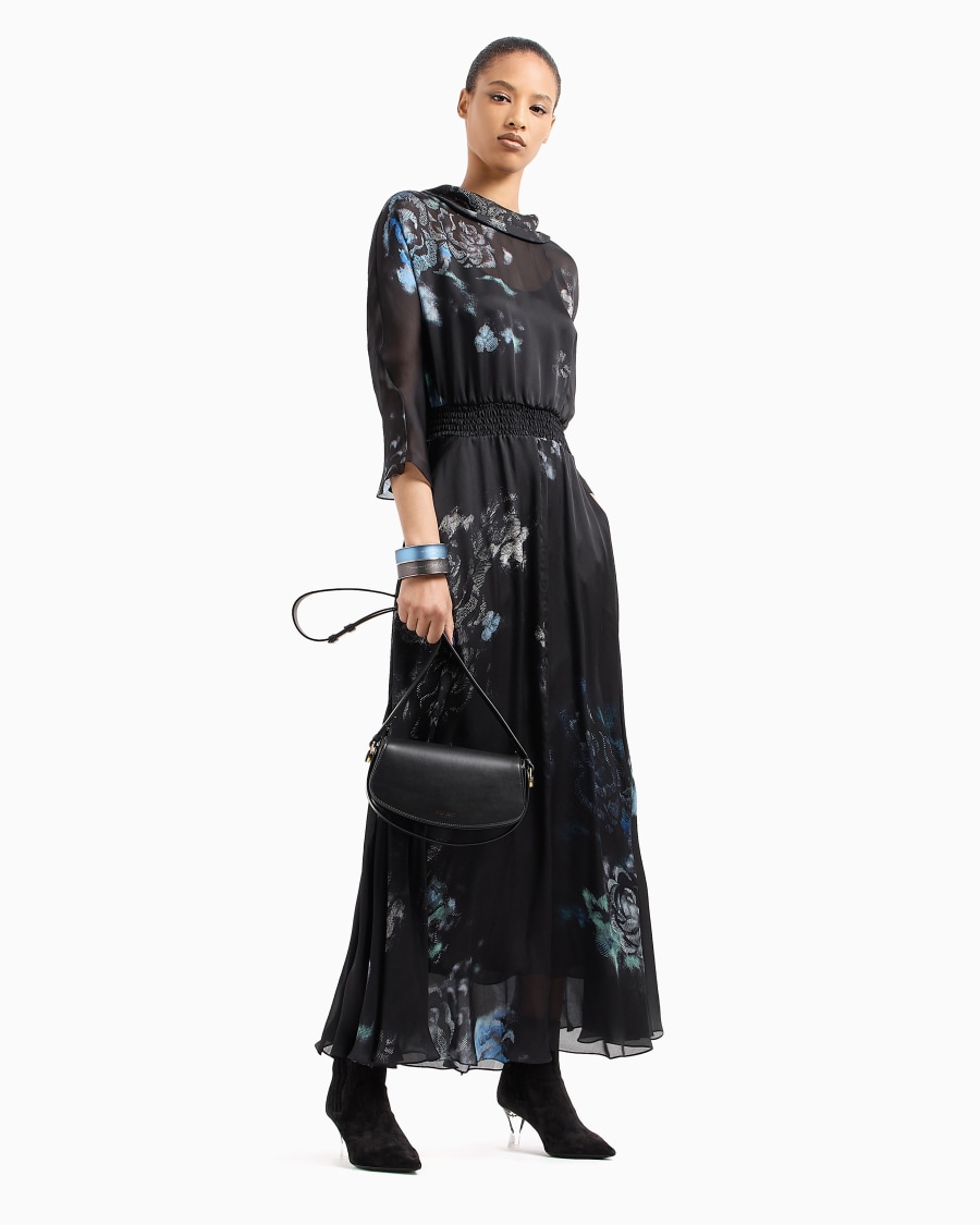 The world of armani ABITO LUNGO IN CHARMEUSE DI SETA STAMPA FLOREALE Spedizione gratuita