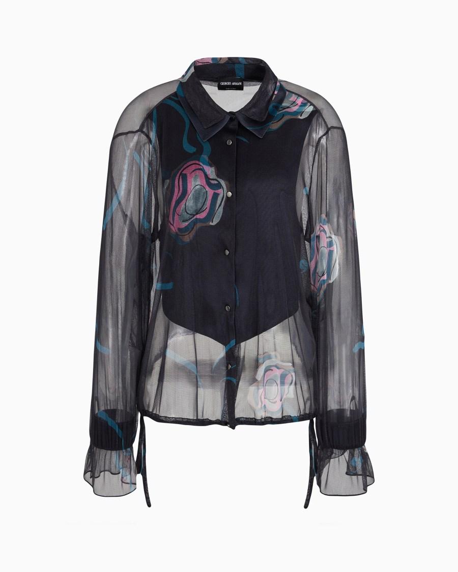 The world of armani CAMICIA IN SETA STAMPATA CON PLASTRON