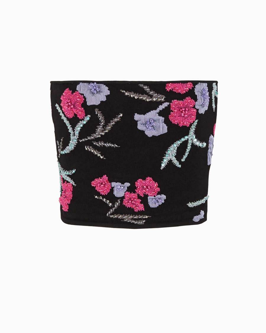 The world of armani TOP A FASCIA IN VISCOSA STRETCH CON JACQUARD FLOREALE