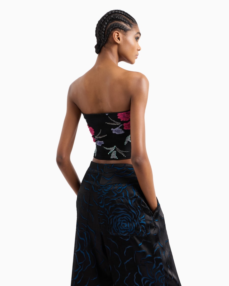 The world of armani TOP A FASCIA IN VISCOSA STRETCH CON JACQUARD FLOREALE Fornitura limitata