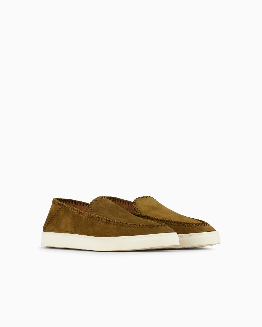 The world of armani GALLERIA 3 SLIP-ON IN PELLE SCAMOSCIATA Offerta Pasqua