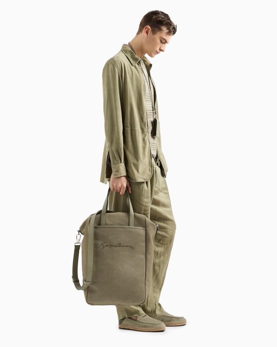 The world of armani T-SHIRT GIROCOLLO IN LINO CON STAMPA RIGHE IRREGOLARI Offerta per la Festa della Mamma