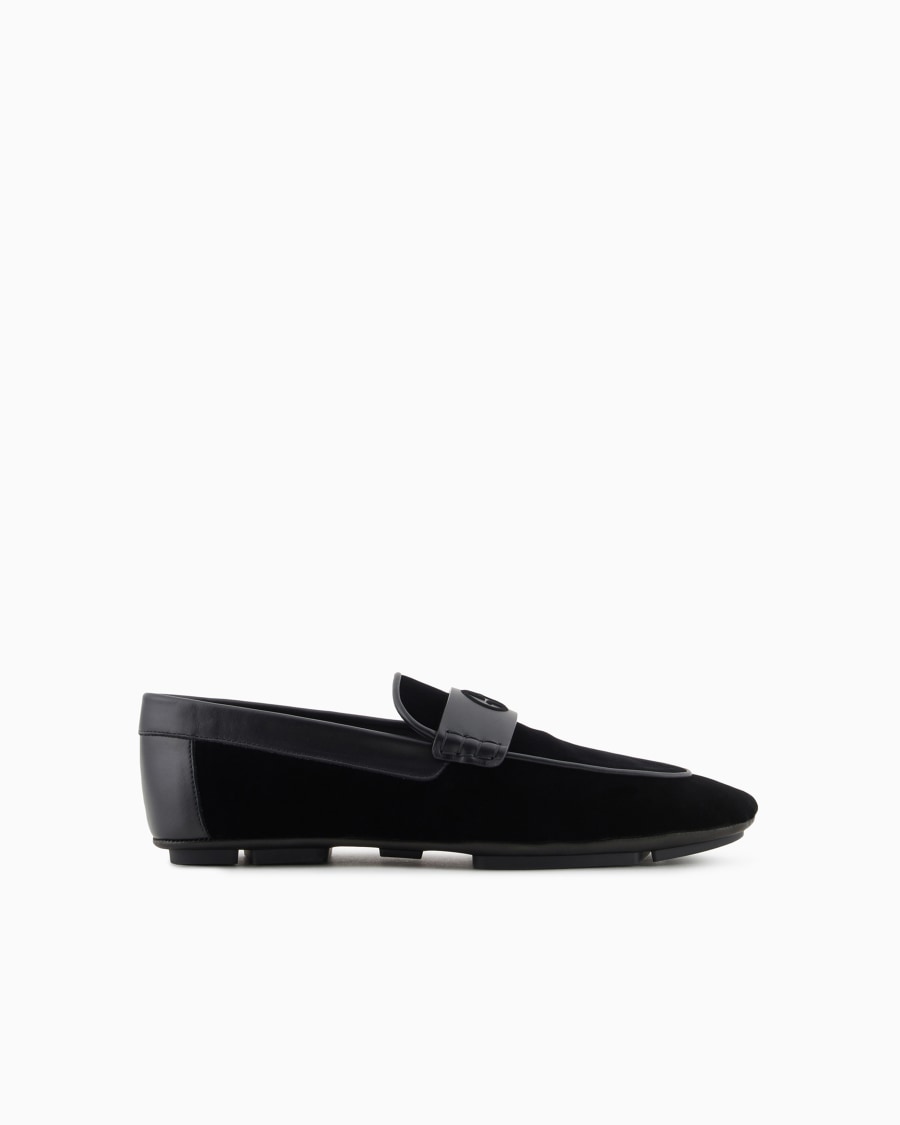 The world of armani MOCASSINI IN VELLUTO E PELLE