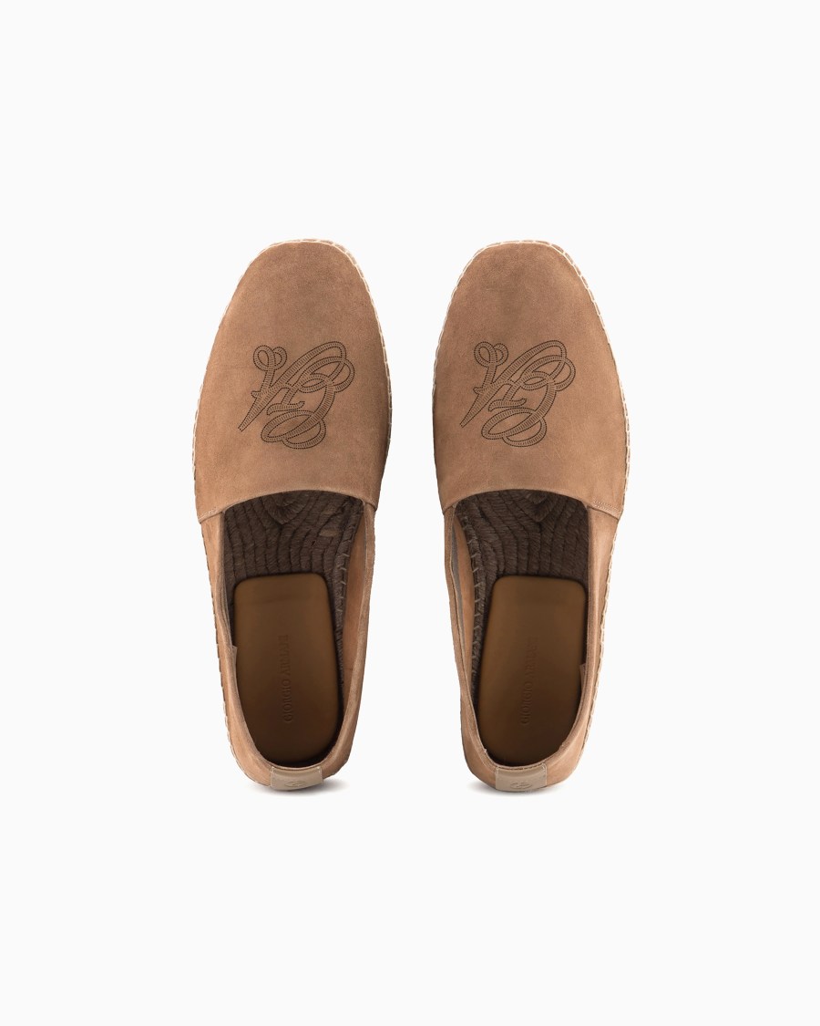 The world of armani ESPADRILLAS IN PELLE SCAMOSCIATA CON LOGO Offerta San Valentino